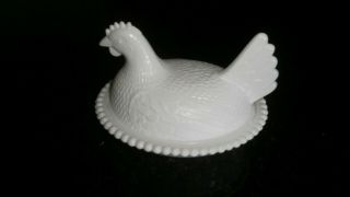 Vintage Hen / Chicken On A Nest White Milk Glass Indiana Glass Co