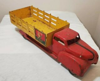 Vintage 1940’s Marx Coca Cola Yellow And Red Pressed Steel Delivery Toy Truck
