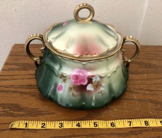 Imperial Psl Austria Creamer Only,  Pink Roses,  Dark Green,  Gold Handles With Lid
