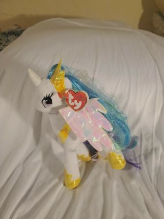 Ty Sparkle My Little Pony Unicorn Princess Celestia Plush Stuffed Animal 9 "