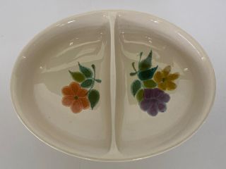 Vintage Franciscan Earthenware Floral Oval Divided Serving Bowl Dish Usa