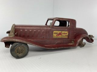 Vtg Girard Pressed Steel 14” Fire Chief Siren Coup Car (missing Wheel, )