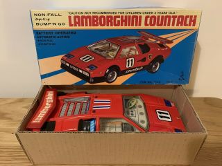 Taiyo Lamborghini Countach Lp500s Japan 23 Cm Tin Toy Racing Car Boxed
