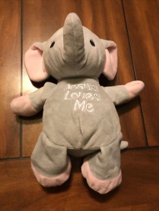 Dan Dee Jesus Loves Me Elephant Gray And Pink 8” Plush Sound And Sings