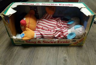 Vintage 1996 Tyco Sesame Street Sleep And Snore Ernie Talking & Singing Doll Nib