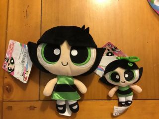 Powerpuff Girls Buttercup Rebelle Plush 10” Doll And 4” Backpack Clip