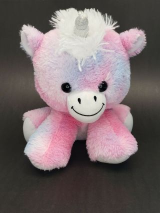 Peek - A - Boo Pink Blue Unicorn 11 " Smiling Plush Silver Glitter Horn