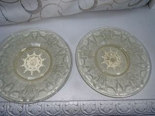 2 Vintage Depression Glass Anchor Hocking Cameo Yellow Luncheon Plates