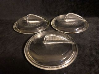Vintage Glasbake Individual Casserole Dish Clear Glass Lids Only Set Of 2