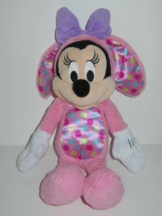 Minnie Mouse Easter Bunny Rabbit Pink Plush Disney Purple Polka Dots Mickey 19 "