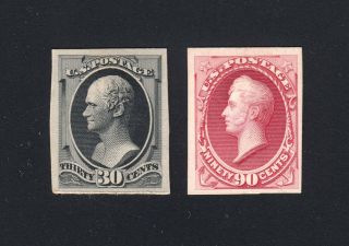 Proof: Scott 165p4 & 166p4 30c & 90c Banknote Plate Proofs On Card,  H