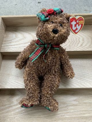 Ty Beanie Baby Teddy Bear Plaid Happy Holidays 2005 Christmas Plush