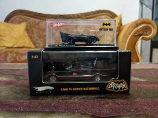 Hot Wheels Batmobile Batman Live World Arena Show & 1/43 Elite 1966 Batmobile
