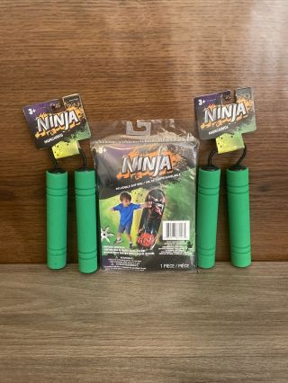 Ninja: Inflatable Bop Bag & Pair Green Nunchucks Nunchaku (3 Feet,  Ages 3, )