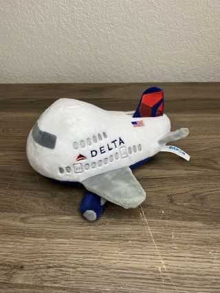 Daron Plush Delta Airplane Aircraft with Sound White Blue Gray Red MT005 - 1 8 