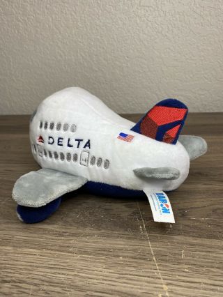 Daron Plush Delta Airplane Aircraft with Sound White Blue Gray Red MT005 - 1 8 