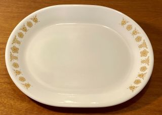Vintage 60s 70s Corelle Butterfly Gold Platter Dinner Plate Serving Dish 12”x10”