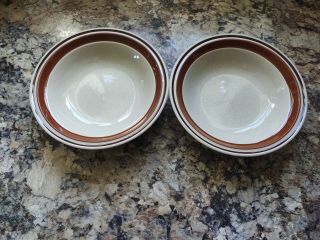 Contemporary Chateau Sienna Brown Rim Soup Bowls Made In Japan