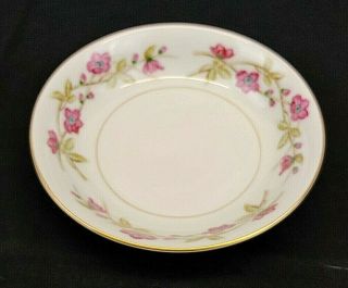 Valmont China Briar Rose Berry Bowl Pink Floral Pattern With Gold Trim Vintage
