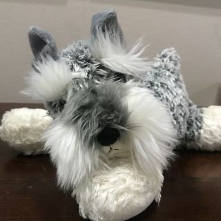 Aurora World Flopsie Plush Toy Ludwig Schnauzer Terrier Dog Gray White 12 " Euc