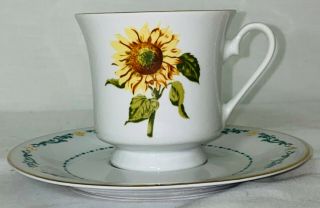 Domestications Birth Month & Flower Cup & Saucer July Sunflower