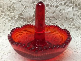 Royal Ruby Red Glass Ring Tree / Jewelry Holder Dresser Necklace Box Costume Art