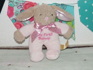Dandee My First Easter Pink Bunny Rabbit Dot Bow 7 " Rattle 2020 Plush Baby Toy