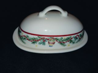 Hard To Find Pfaltzgraff Christmas Holiday Garland 1/4 Lb Covered Butter Dish