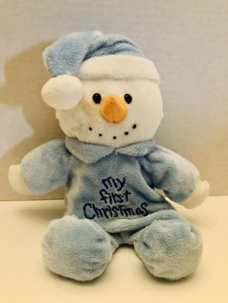 Dan Dee Dandee Blue & White Snowman Baby My First Christmas 10” Plush Ornament