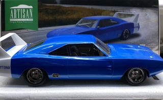 Greenlight Custom 1/18 Scale 1969 Dodge Charger Daytona Blue W/white Wing