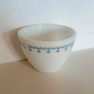 Vintage Pyrex Corning Ware Usa Blue Snowflake Garland On White Sugar Bowl No Lid