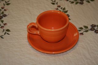 Fiestaware Orange Tea Cup Saucer Set Homer Laughlin Usa Fiestaware Euc