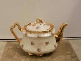 Vintage Arthur Wood Teapot English Glassware Gold Accents Antique