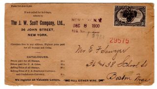 290 York Ny J.  W.  Scott Stamp Co Registered To Boston Pull Wire Advertising