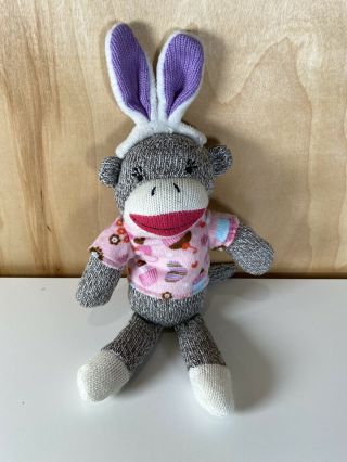 Dan Dee Sock Monkey Easter Plush Bunny Ears Cup Cake Shirt 12 "