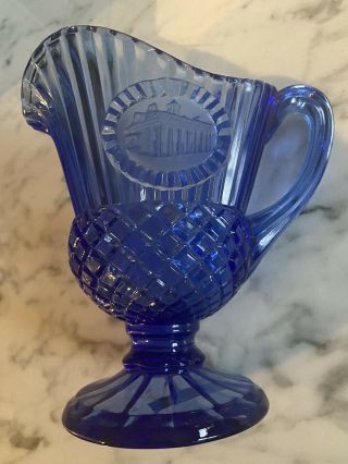 Vintage Avon Cobalt Blue Glass George Washington Mt Vernon Creamer Pitcher