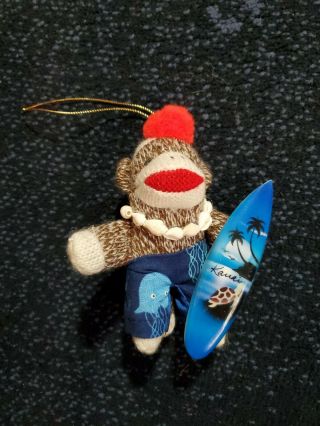 Dan Dee Sock Monkey Plush Stuffed Animal Surfing Kawai 4 Inches