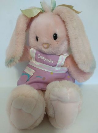 Vintage 1990 Hallmark Crayola Bunny Stuffed Easter Plush Purple Jumper Hair Bows