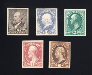 Proof: Scott 205p4 - 209p4 1c To 10c Banknote Plate Proofs On Card,  H