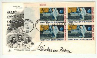 Man On Moon Apollo 11 Space C76 - 146 Artcraft Wernher Von Braun Signed Autopen