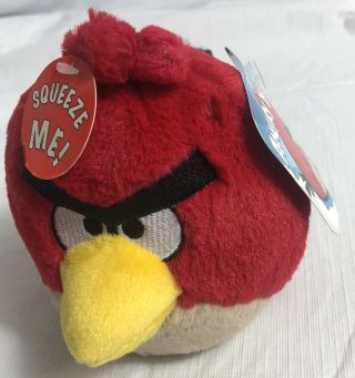 Angry Birds Red 5 " Plush Stuffed Animal Doll W/ Tag (fainting Distorted Sound)