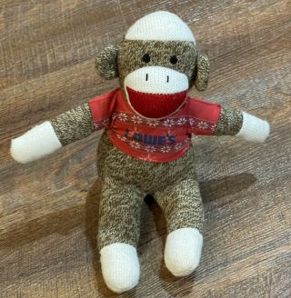 Lowe’s 11” Christmas Brown Sock Monkey W/ Red Shirt & Snowflakes Stuffed Animal