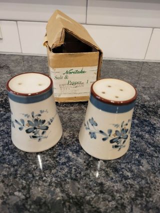 Noritake " Pleasure " Discontinued Pattern Stoneware Salt And Pepper Shakers