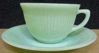 Vintage Fire King Jane Ray Jade - Ite Coffee Tea Cup & Saucer Anchor Hocking