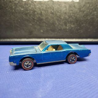 Vintage 1968 Hot Wheels Diecast Redline Custom Continental Mark Iii Blue