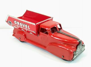 Marx Sand Gravel Red Pressed Steel Dump Truck 9 " X 3 " Vintage 40s 50s Usa