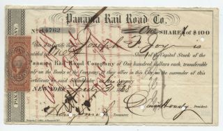 1868 Panama Rail Road Co.  Stock Certificate With Revenue [y6752]