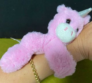 Wrist Wrap Hugger Bracelet Pink Unicorn 5in Soft Plush Stuffed Animal Toy Vguc