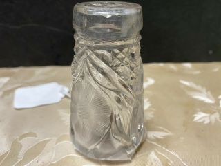 Cut & Pressed Glass Salt Shaker Clear With Flowers