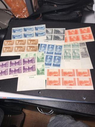 Usa Scott 756 To 765 National Parks Imperf Plate Block Set